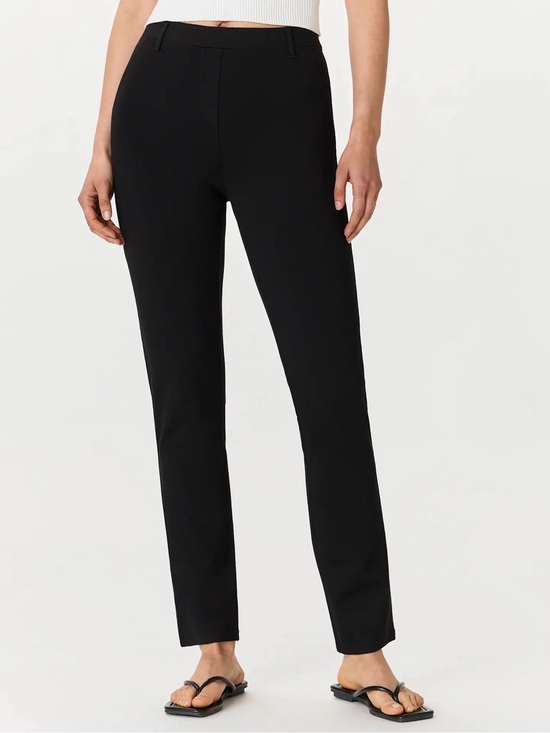 Quince Pants - Quince Black Stretch Knit Ankle Pants Medium Pull-On Career Casual Rayon Nylon